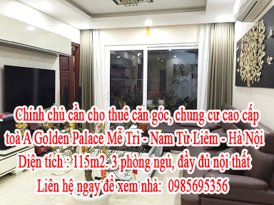 Chính chủ cần cho thuê căn góc, chung cư cao cấp toà A Golden Palace Mễ Trì - Nam Từ Liêm - Hà Nội 10865131