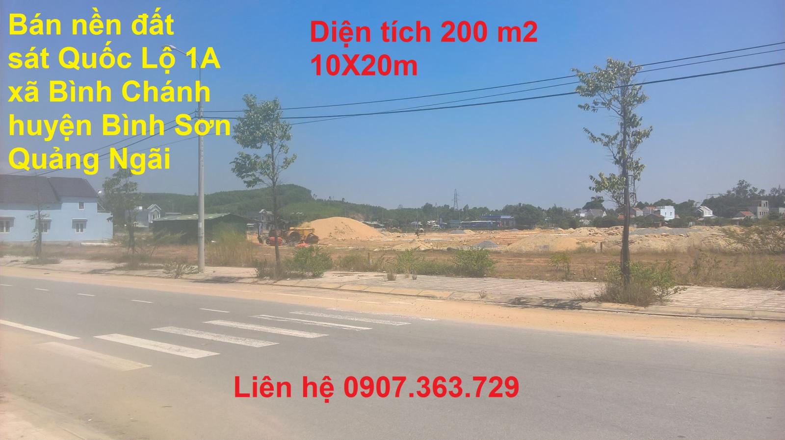 Hot! Bán đất xã Bình Chánh, Bình Sơn Quảng Ngãi mặt tiền quốc lộ 1A 10x20m  10873444