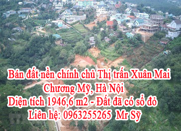 Bán đất nền chính chủ Thị trấn Xuân Mai, Hà Nội. 1,6 triệu/ m2. Rất phù hợp để đầu tư BĐS, làm 10874688