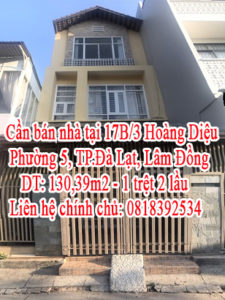 Chính chủ cần bán gấp nhà tại 17B/3 Hoàng Diệu, Phường 5, TP.Đà Lạt, Tỉnh Lâm Đồng 10888290