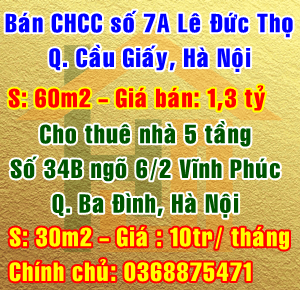 Cần bán căn hộ chung cư số 7A đường Lê Đức Thọ, Quận Cầu Giấy, Hà Nội 10897965