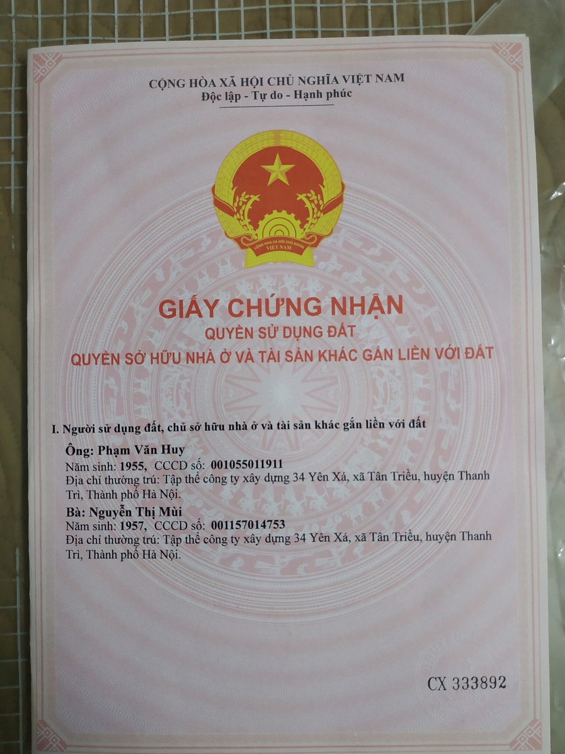 CHÍNH CHỦ BÁN ĐẤT SỔ ĐỎ CC A5 ĐƯỜNG CHIẾN THẮNG, P.VĂN QUÁN, HÀ ĐÔNG, HÀ NỘI 10930426