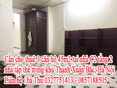 Hiện nhà mình đang cần cho thuê 1 căn hộ tại nhà C2 tầng 2, nhà tập thể trong khu Thanh Xuân Bắc, 10931588
