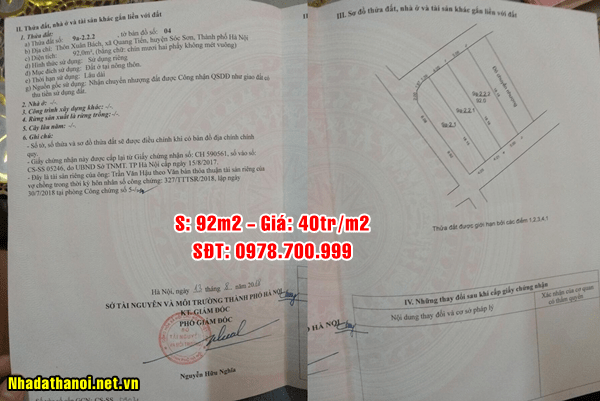 Chính chủ bán đất tại thôn Xuân Bách, Xã Quang Tiến, Sóc Sơn, Hà Nội 10987770