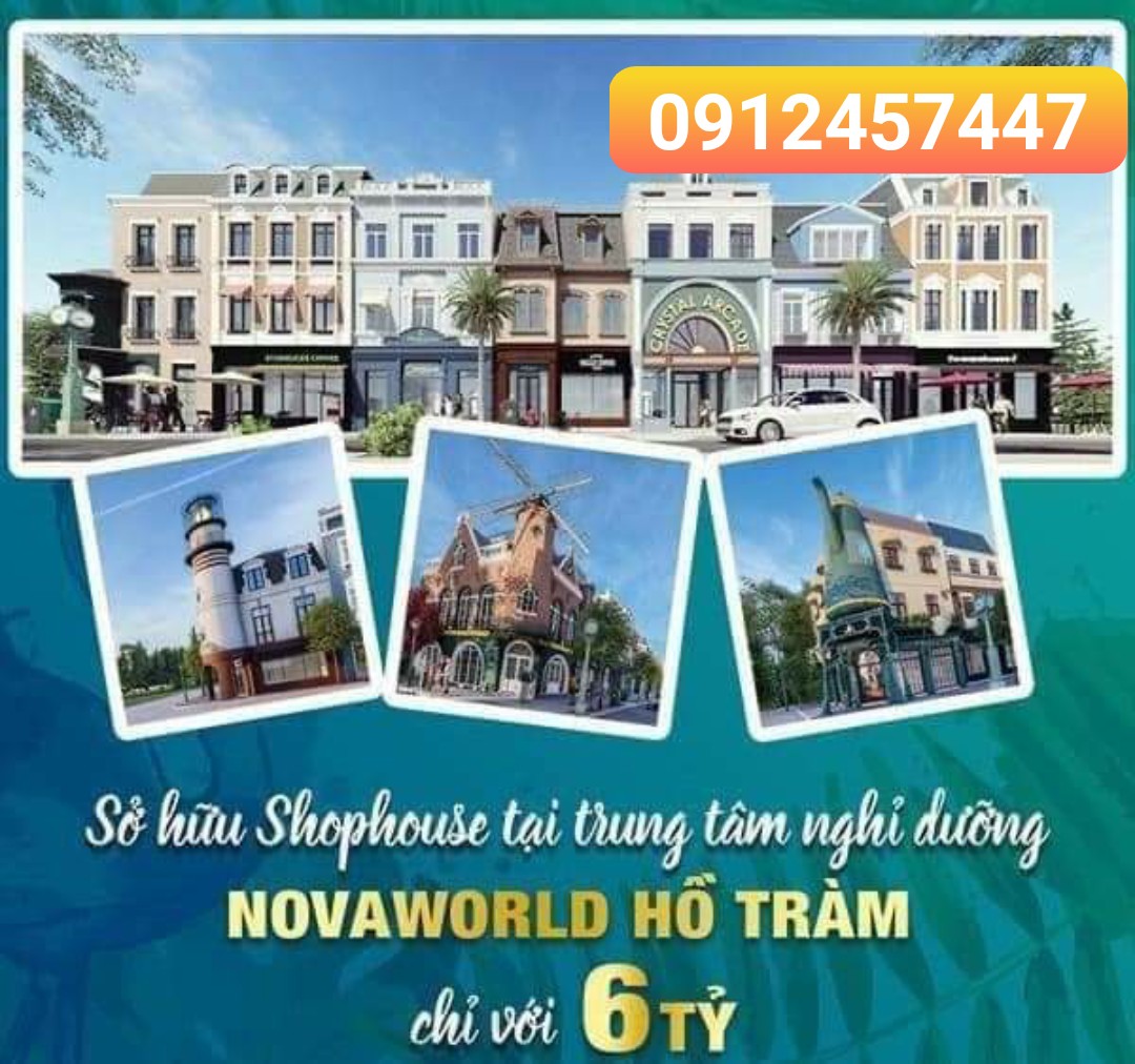 Bán shophouse, mini hotel và villa mặt biển kế cạnh melia hồ tràm giá từ 5,8 tỷ/căn, tt 1%/tháng. Lh 0912357447 10997559