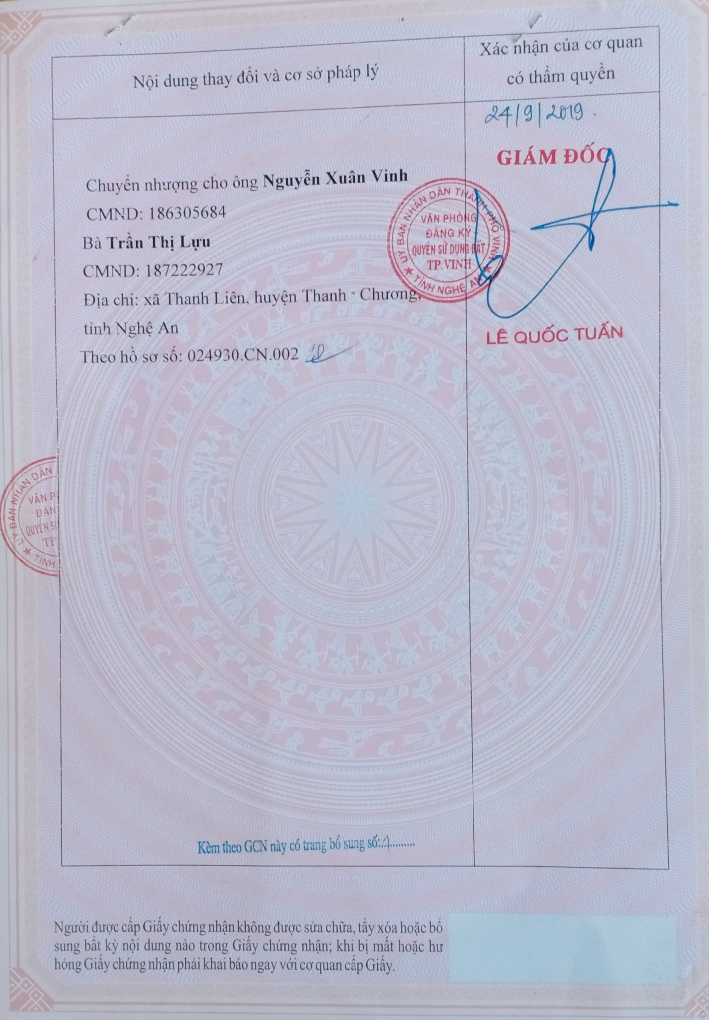 CHÍNH CHỦ CẦN BÁN LÔ ĐẤT ĐẸP TẠI XÓM YÊN BÌNH - XÃ HƯNG ĐÔNG - TP. VINH - TỈNH NGHỆ AN . 11015029