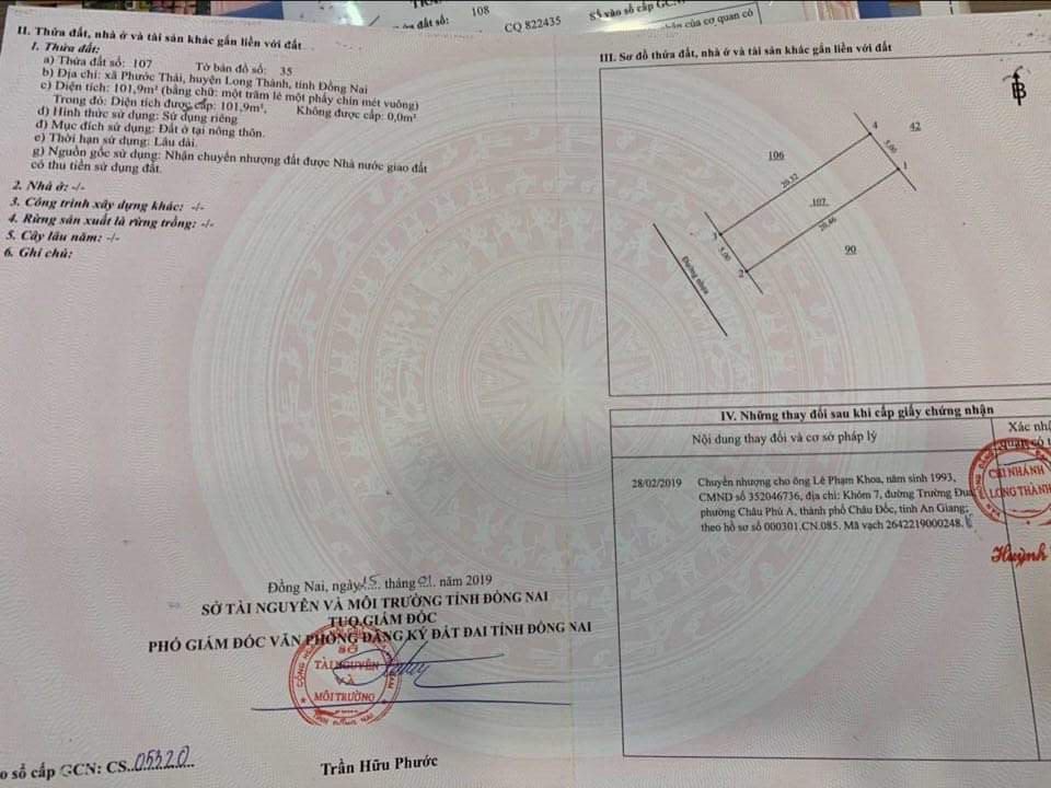 Bán gấp 2 lô đất đẹp tại Xã Phước Thái, Long Thành, Đồng Nai, giá đầu tư 11023776