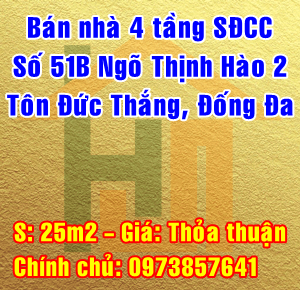 Chính chủ bán nhà 4 tầng số 51B ngõ Thịnh Hào 2, Phố Tôn Đức Thắng, Đống Đa 11086446