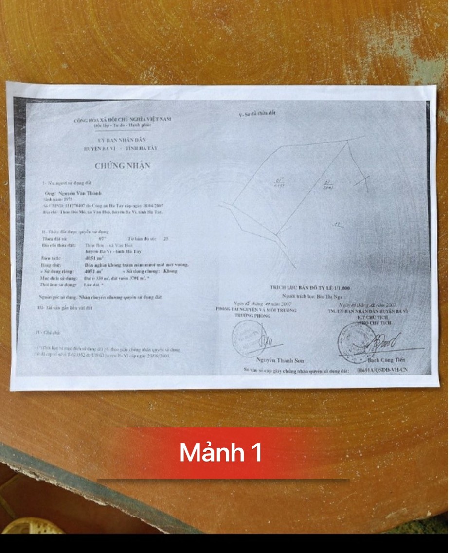 CHÍNH CHỦ BÁN 2 MẢNH ĐẤT XÃ VÂN HÒA, HUYỆN BA VÌ, HÀ NỘI 11120676