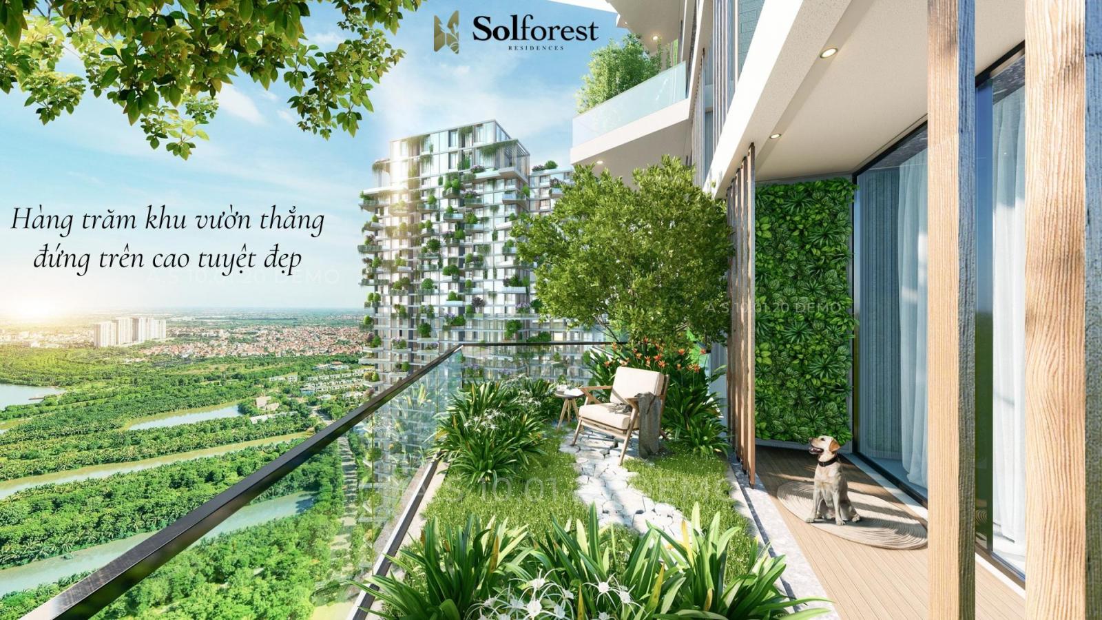 Quỹ căn tòa tháp xanh đẹp nhất Việt Nam Sol-Forest căn hộ sân vườn trên cao Ecopark.
 11139321