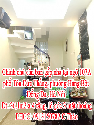 Chính chủ cần bán gấp nhà tại ngõ 107A phố Tôn Đức Thắng, phường Hàng Bột, Đống Đa ,Hà Nội.SĐCC. 11142396