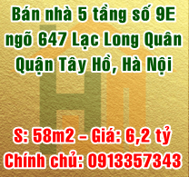  Bán nhà số 9E ngõ 647 Lạc Long Quân, Xuân La, Tây Hồ 11174717