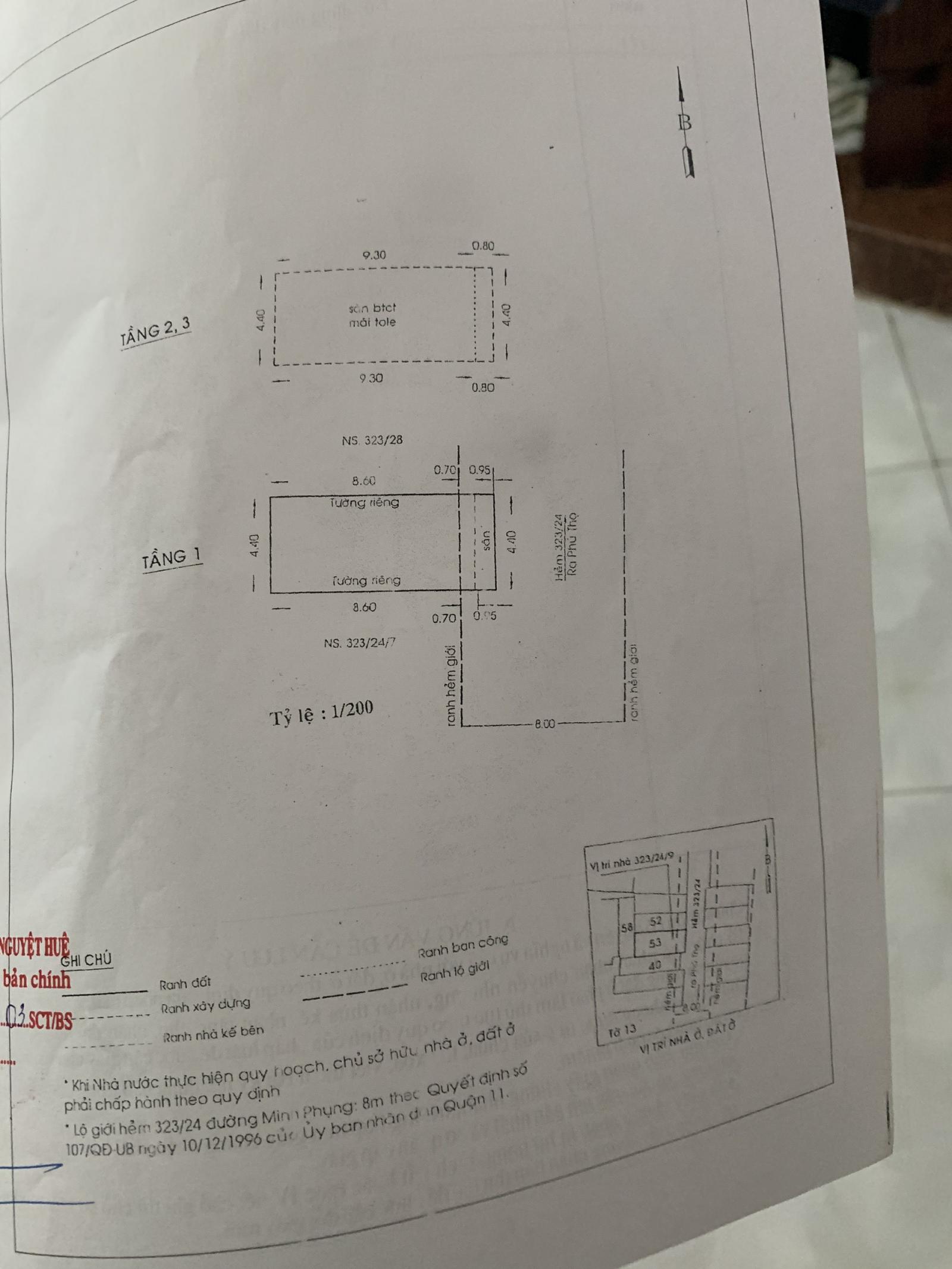 Nhà bán 323/24/9 minh phụng p2 q11 hẻm xe hơi 6m  11255697