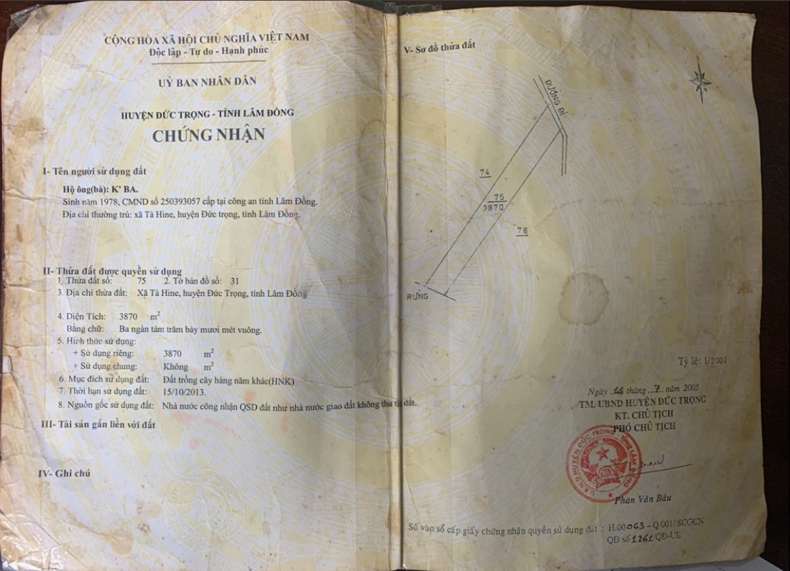 A5: CẦN BÁN LÔ ĐẤT ĐANG TRỒNG CÀ PHÊ ĐỐI DIỆN THUỶ ĐIỆN ĐẠI NINH, TÀ HINE, HUYỆN ĐỨC TRỌNG, TỈNH 11257766