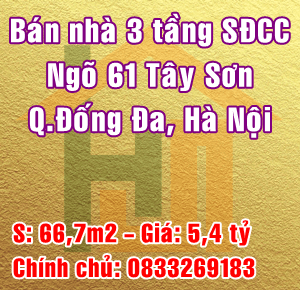 Chính chủ bán gấp nhà tại ngõ 61 Tây Sơn, Quận Đống Đa, Hà Nội  11260788