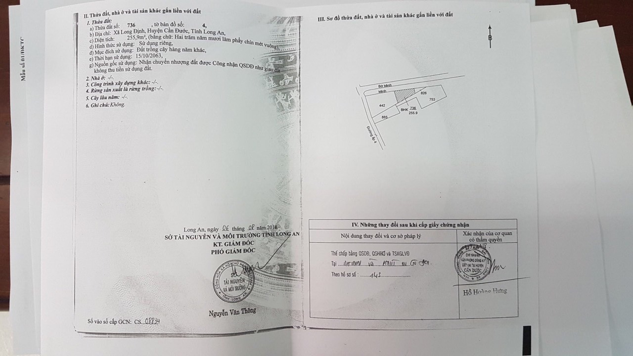 CẦN RA NHANH LÔ ĐẤT DT 1 100M2 - ẤP 4 XÃ LONG ĐỊNH, CẦN ĐƯỚC, LONG AN. LH: 0968408095 11262019