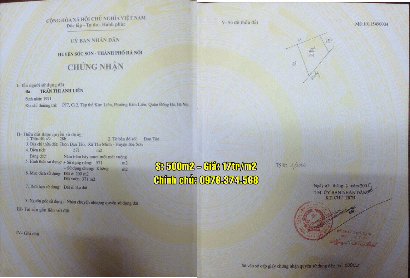 Chính chủ bán đất mặt đường 131 Thôn Đan Tảo, Xã Tân Minh, Sóc Sơn, Hà Nội 11263396