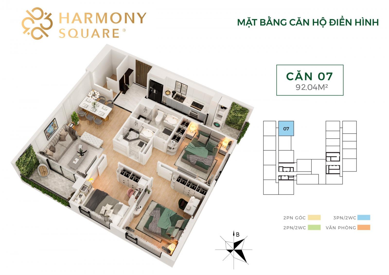 PKD CĐT dự án Harmony Square, mở bán căn 2PN - 3PN, giá từ 2.8 tỷ/căn. Hotline: 0915.625.489 11277378