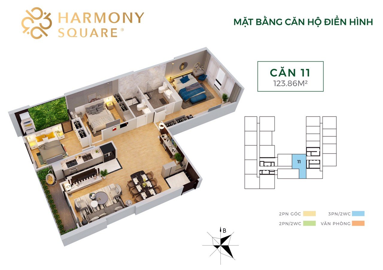 PKD CĐT dự án Harmony Square, mở bán căn 2PN - 3PN, giá từ 2.8 tỷ/căn. Hotline: 0915.625.489 11277378