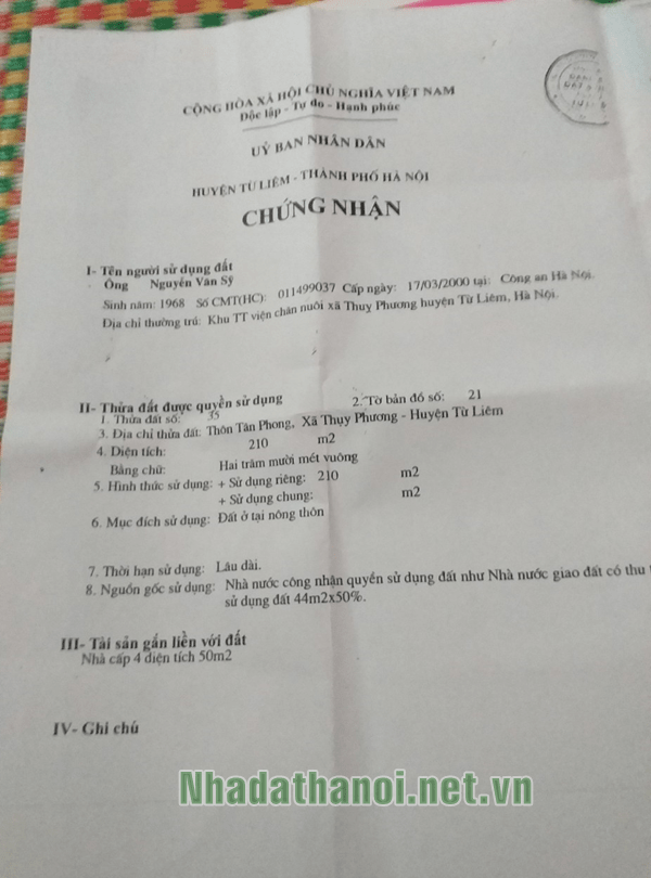 Chính chủ cần bán đất số 34 ngõ 85 Tân Phong, Quận Bắc Từ Liêm, Hà Nội
 11351708