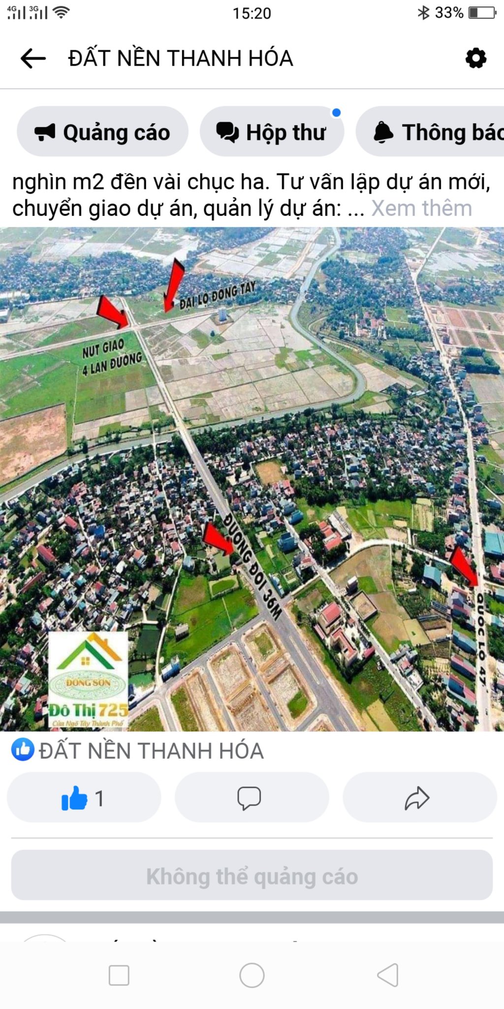 CHÍNH CHỦ BÁN LÔ ĐẤT TẠI
ĐÔ THỊ 725 ĐÔNG KHÊ - ĐÔNG SƠN – Cửa ngõ phía Tây TP Thanh Hóa 11369654