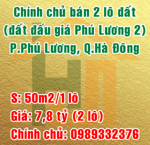 Chính chủ bán 2 lô đất đấu giá Phú Lương 2, quận Hà Đông 11374642
