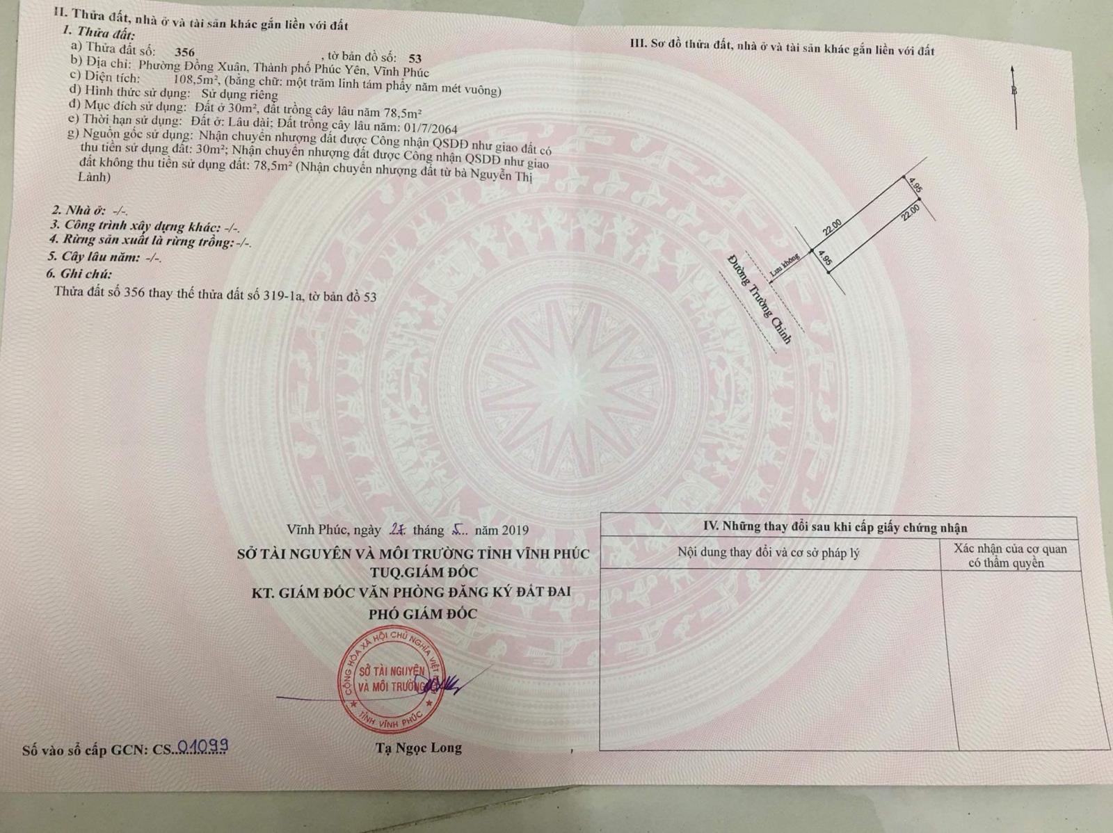 Chính Chủ Cần Bán Đất Mặt Đường Trường Chinh - Tp.Phúc Yên - Vĩnh Phúc  . 11383071