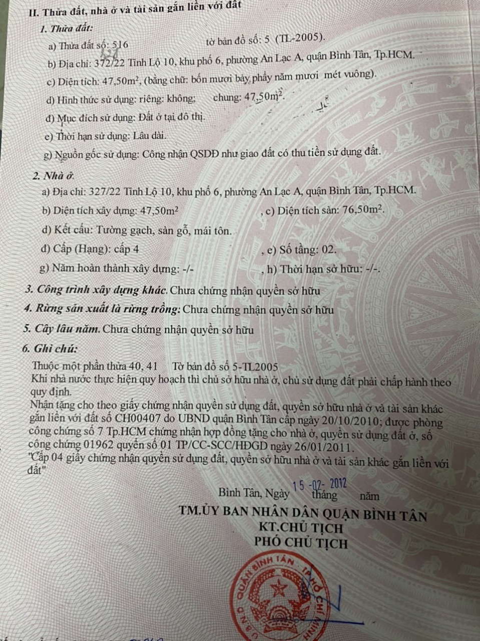 CẦN BÁN NHÀ ĐƯỜNG TỈNH LỘ 10, KHU PHỐ 6, PHƯỜNG AN LẠC, QUẬN BÌNH TÂN, TP HỒ CHÍ MINH 11422453