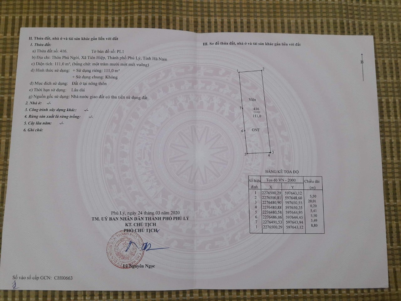 Chính chủ cần bán nhanh lô đất tái định cư Phú Ngòi- Tiên Hiệp- Phủ Lý - Hà Nam Xin Liên Hệ SĐT: 0389.033.666 + zalo 11456478