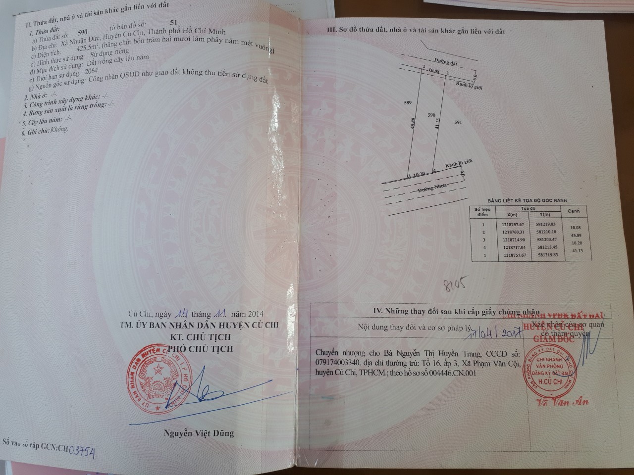 BÁN ĐẤT 2 MẶT TIỀN ĐƯỜNG BÙI THỊ ĐIỆT - NHUẬN ĐỨC - CỦ CHI, DT 10×41. LH: 0918112440 11461798