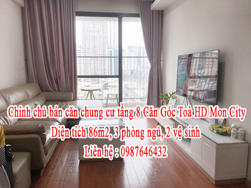 Chính chủ bán căn chung cư tầng 8 Căn Góc Toà HD Mon City 86m2, 3PN. Giá thương lượng 11488905
