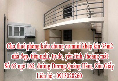 Cho thuê phòng kiểu chung cư mini khép kín 35m2 nhà đẹp, tiện nghi, tự do, yên tĩnh, thoáng mát Số 11488939
