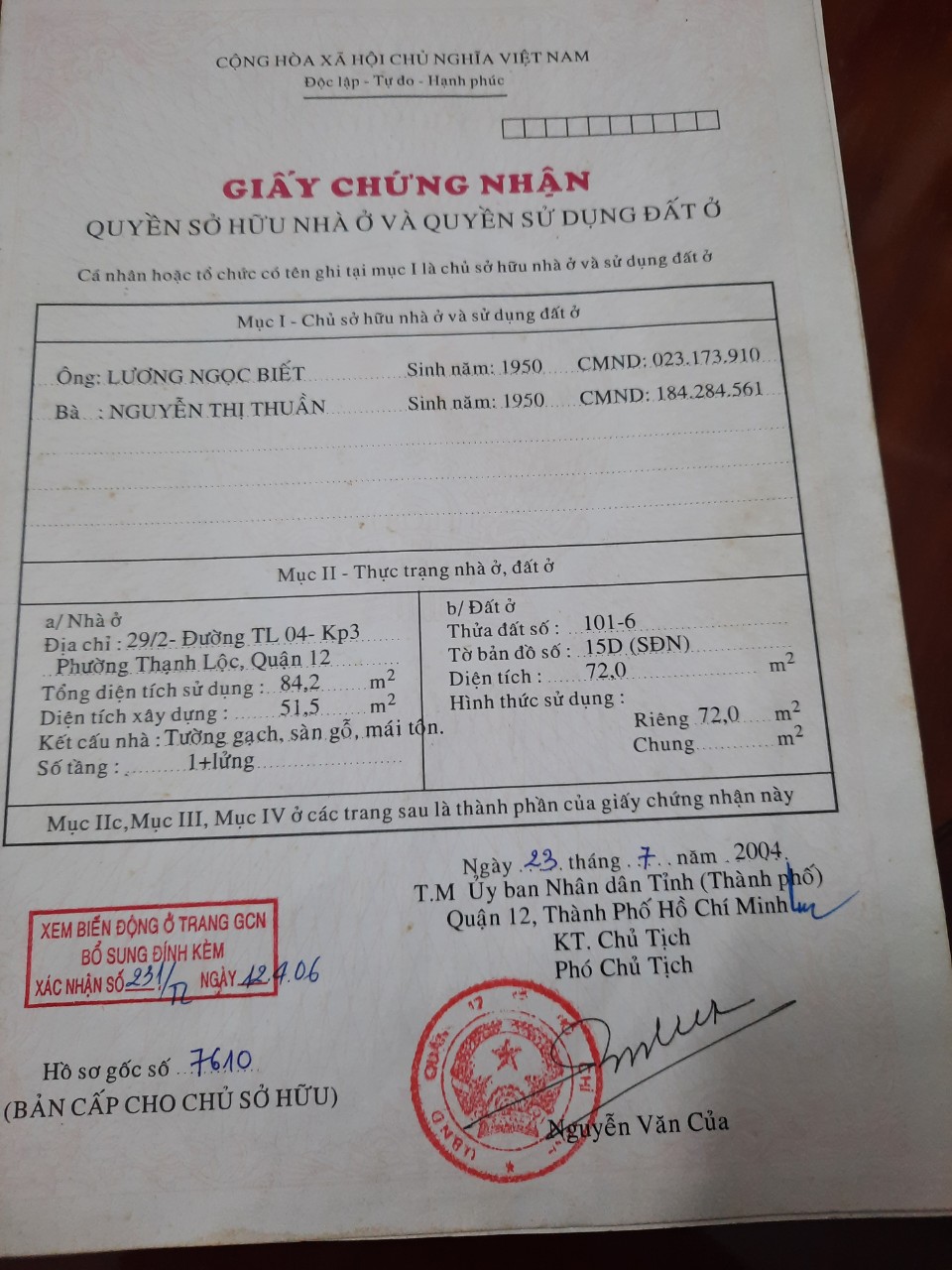 CHÍNH CHỦ CẦN BÁN NHÀ PHƯỜNG THẠNH LỘC ,QUẬN 12 ,TP HCM 11490769