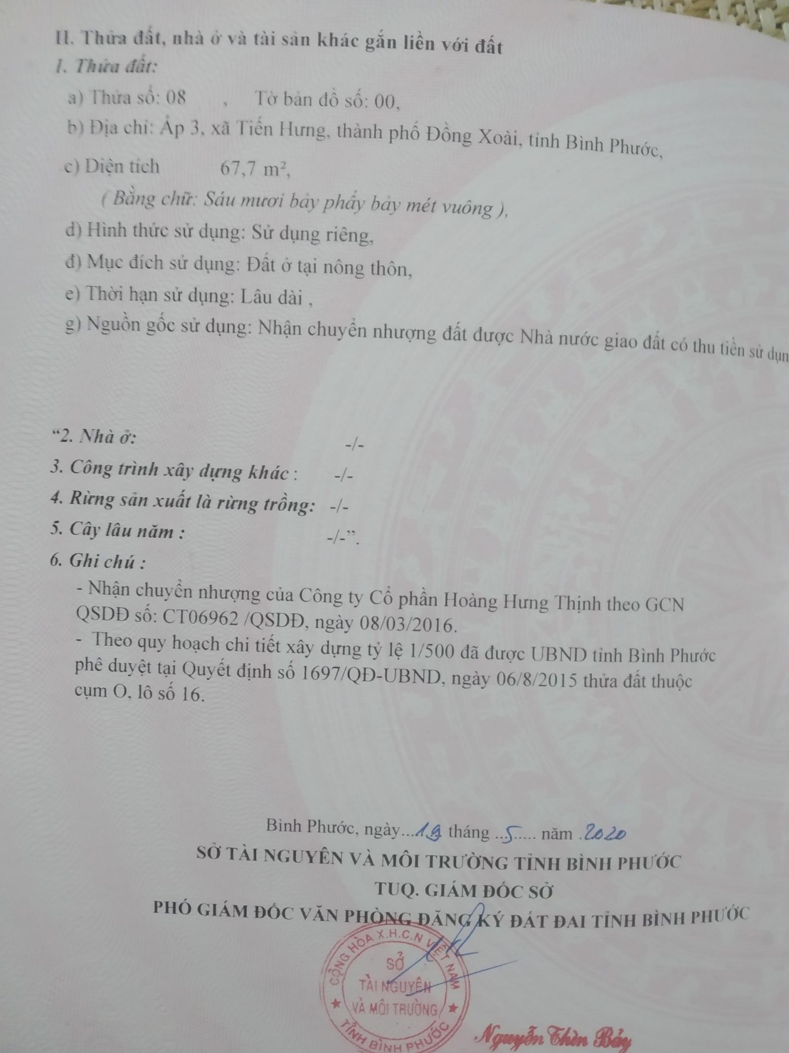 CHÍNH CHỦ CẦN BÁN LÔ ĐẤT ẤP 3 XÃ TIẾN HƯNG, TP ĐỒNG XOÀI, BÌNH PHƯỚC 11534928