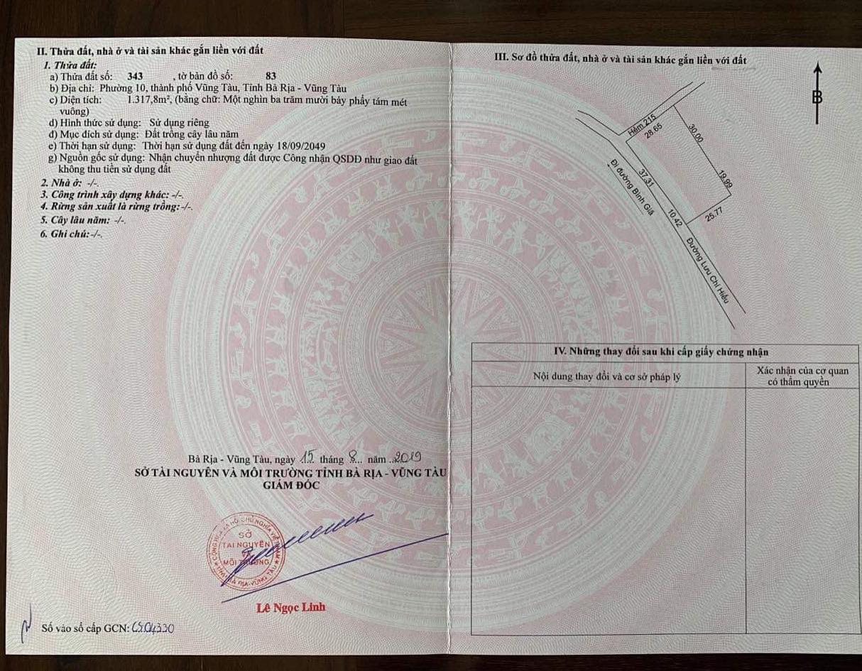 CHÍNH CHỦ BÁN ĐẤT 1317M2 MẶT TIỀN LƯU CHÍ HIẾU, P.10, TP VŨNG TÀU 11551507