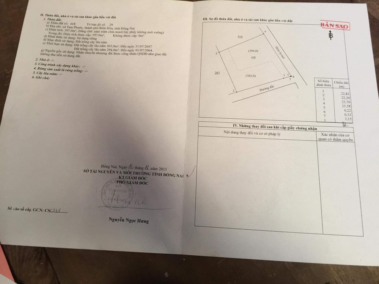 CHÍNH CHỦ CẦN BÁN GẤP LÔ ĐẤT XÃ TAM PHƯỚC, TP BIÊN HÒA, ĐỒNG NAI 11557803