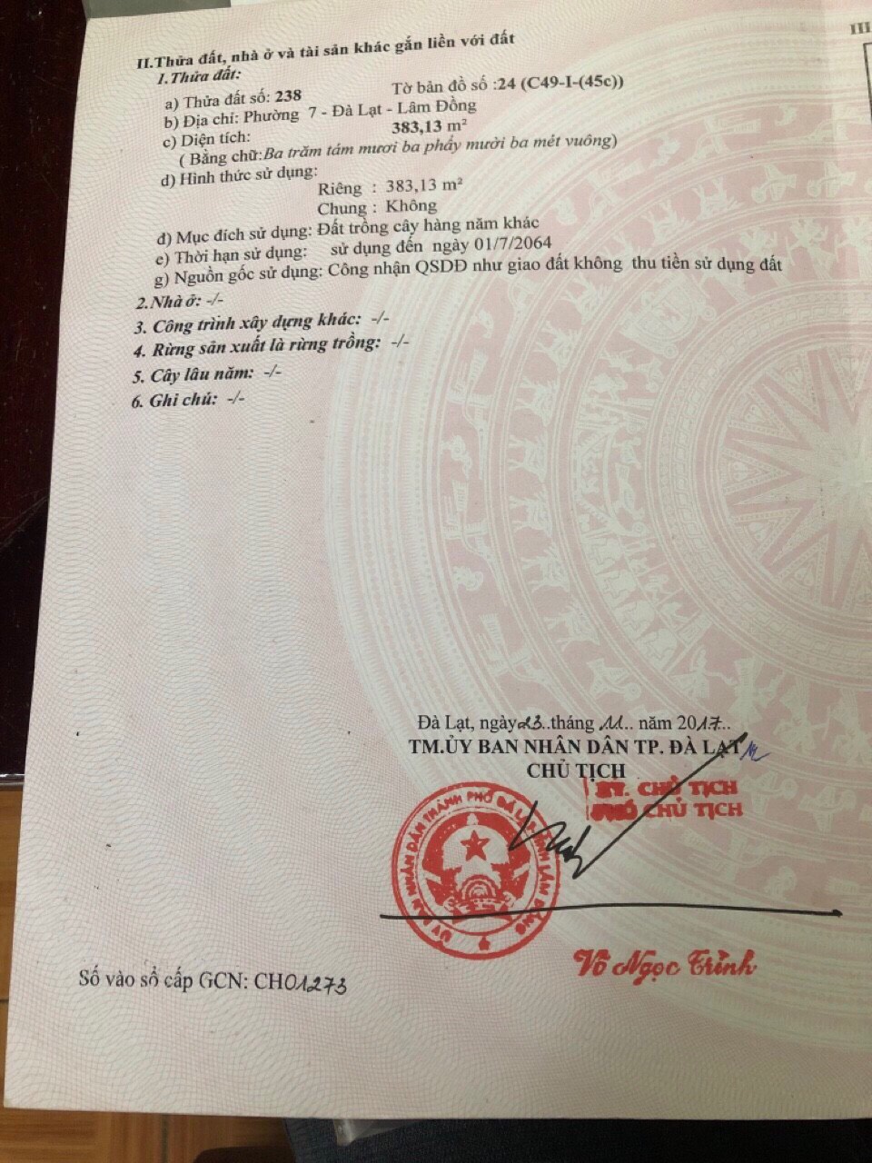 CHÍNH CHỦ CẦN BÁN NHANH LÔ ĐẤT NNPQ TẠI PHƯỜNG 7 – TP ĐÀ LẠT. LIÊN HỆ: 0839588890 11561516