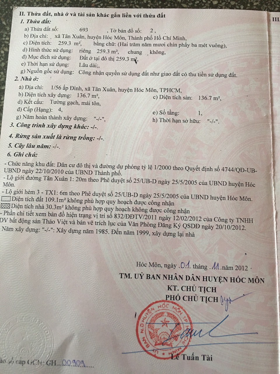 CHÍNH CHỦ BÁN NHÀ MẶT TIỀN ĐƯỜNG XE TẢI XÃ TÂN XUÂN HUYỆN HÓC MÔN 11598084