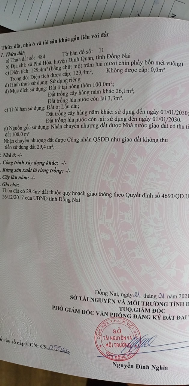 CHÍNH CHỦ CẦN BÁN LÔ ĐẤT ĐẸP TẠI ẤP 2 - PHÚ HÒA - ĐỊNH QUÁN - ĐỒNG NAI . 11621369