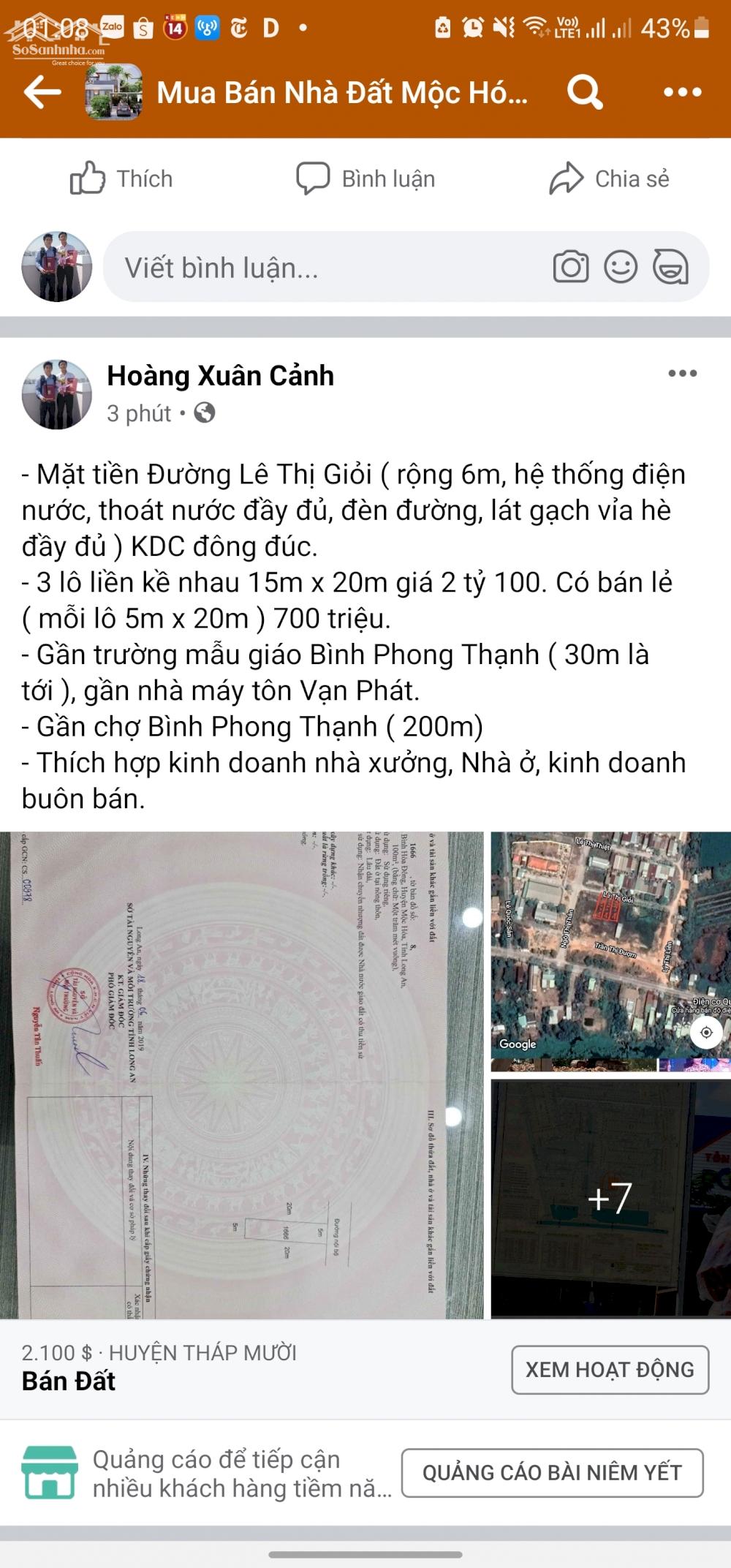  Bán đất tại Xã Bình Hòa Đông, huyện Mộc Hóa, Tỉnh Long An.

Thông tin mô tả: 11645474