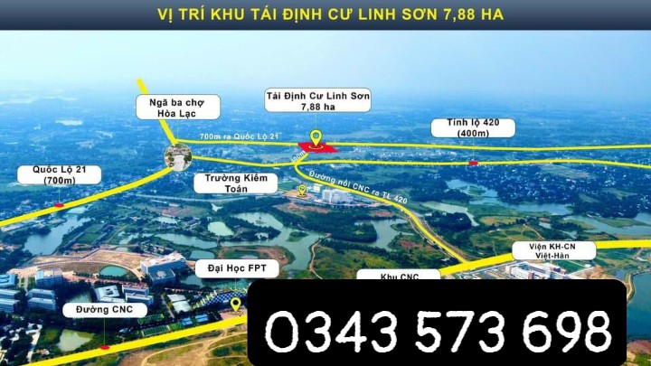 Cần bán gấp lô đất 100m2 TĐC Linh Sơn, Hòa Lạc đường trước nhà 12m, có vỉa hè 2 bên. 11733420