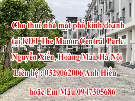 Cho thuê nhà mặt phố kinh doanh tại The Manor Central Park,  Nguyễn Xiển, Hoàng Mai, Hà Nội 11851727
