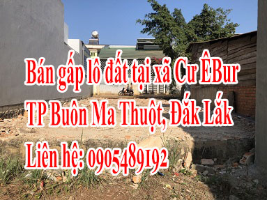 CHÍNH CHỦ bán gấp lô đất tại xã Cư ÊBur, TP Buôn Ma Thuột, Đắk Lắk 12334000