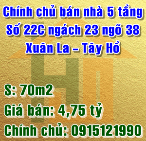 Chính chủ bán nhà 22C ngách 23 ngõ 38 Xuân La, Quận Tây Hồ, Hà Nội 12378267