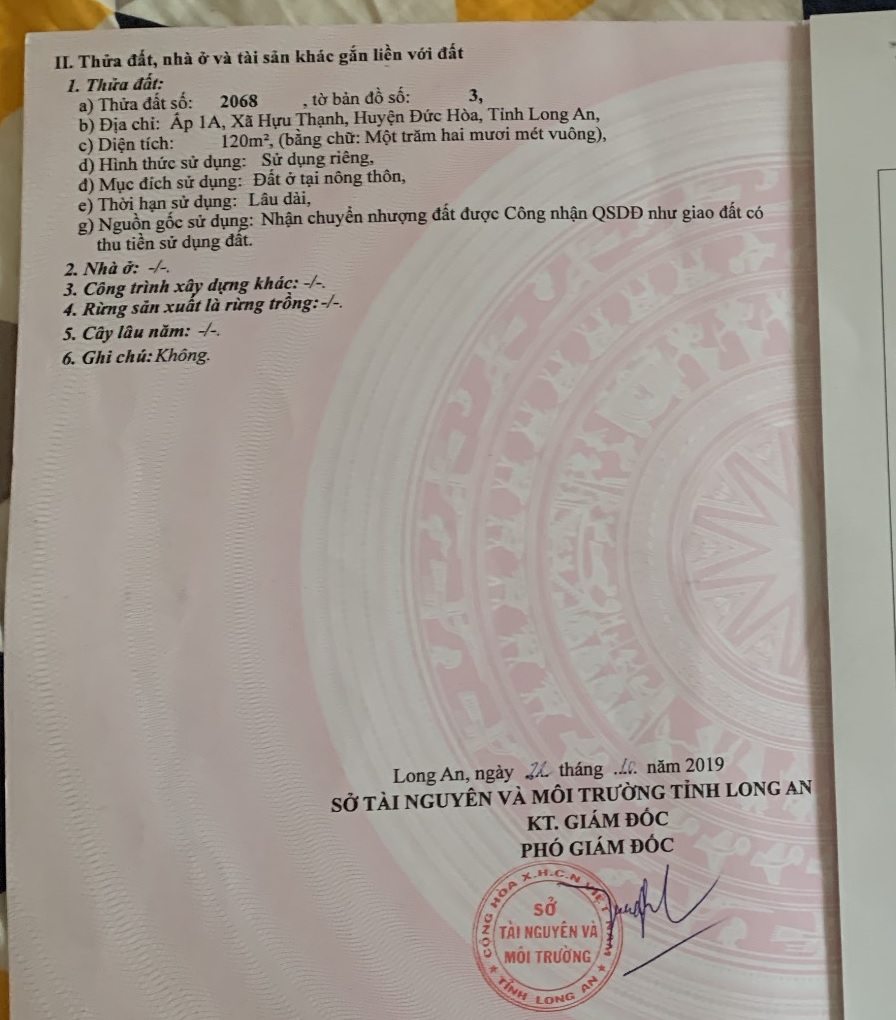 120m2 thổ cư đức hòa long an hựu thạnh công chứng gấp từ 700tr hạ gấp 560tr chốt 12418801