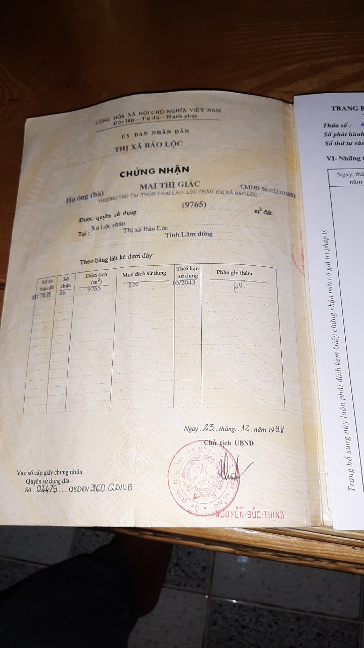 Chính chủ cần bán lô đất Đại Lào, TP Bảo Lộc, Lâm Đồng 12498616