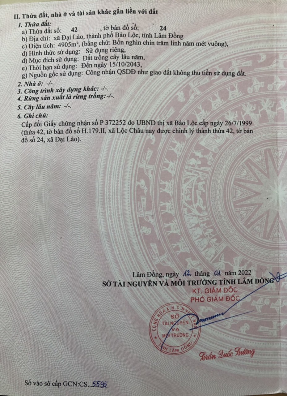 Chính chủ cần bán lô đất Đại Lào, TP Bảo Lộc, Lâm Đồng 12498616