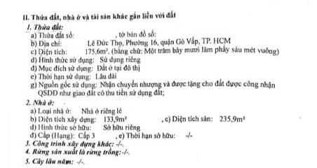 Nhà HXH Lê Đức Thọ,Gò Vấp, DT đất 175m2,3 tầng chỉ 11.5 tỷ 12510158