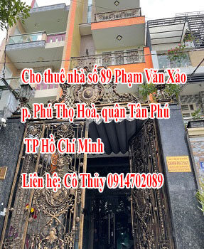 Chính chủ cho thuê nhà số 89 Phạm Văn Xảo, p. Phú Thọ Hoà, quận Tân Phú, TP Hồ Chí Minh 12526823