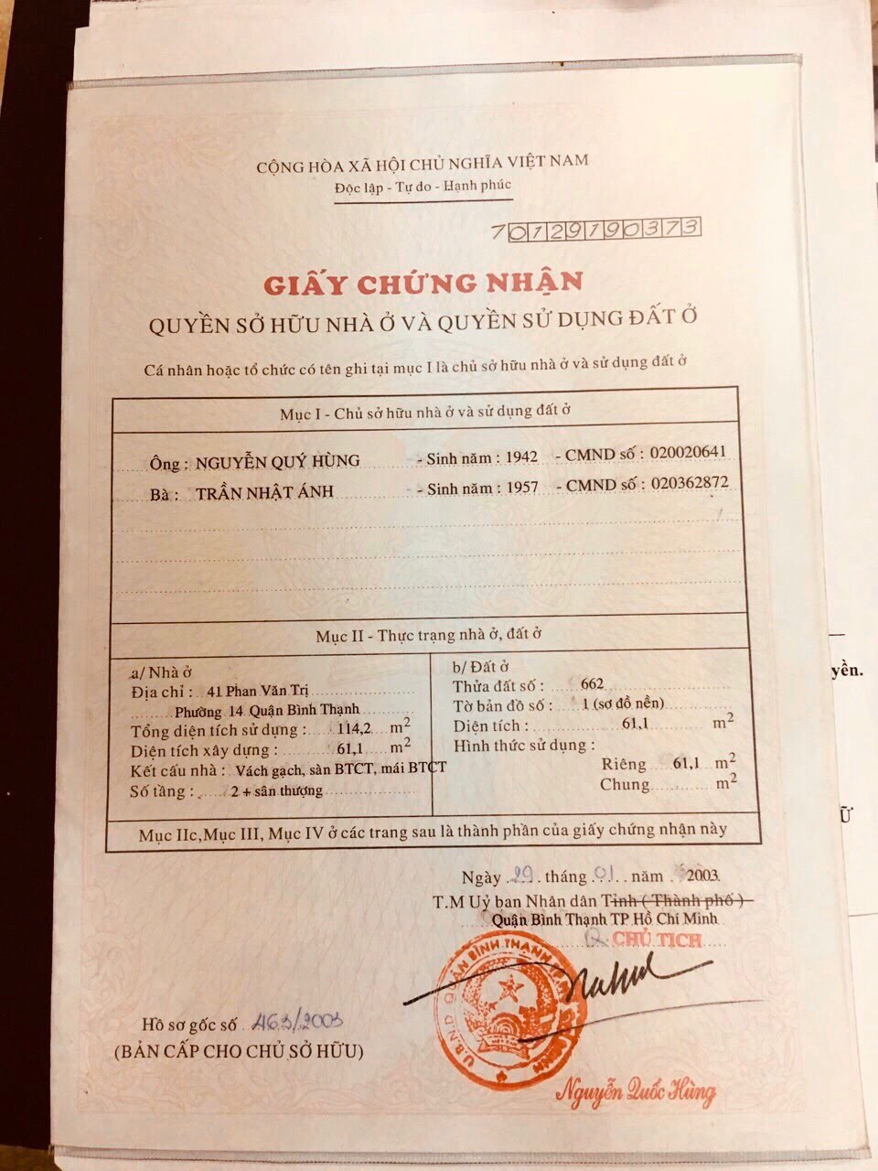 chính chủ cần bán nhà mặt tiền phan văn trị, phường 14, bình thạnh
 12527935